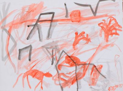 COJAN Aurel (1914-2005),
Animal dans un paysage,...