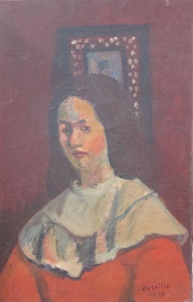 Ecole moderne : 

Portrait de femme

Huile...