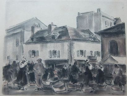 Robert YAN (Arcachon 1901- 1994), 

Marché

Lithographie,...