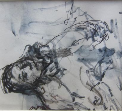 Lot de trois dessins :

-