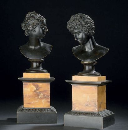 Paire de bustes de bibliothèques en bronze...