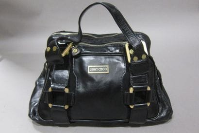 Jimmy CHOO : Sac 35 cm en cuir noir à double...