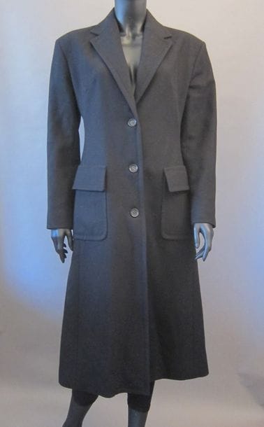 CELINE, 

manteau en laine et cachemire noir,...