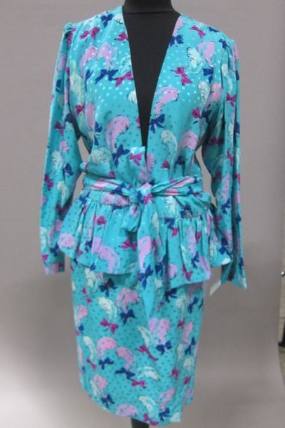 SAINT LAURENT Rive Gauche Ensemble en soie...
