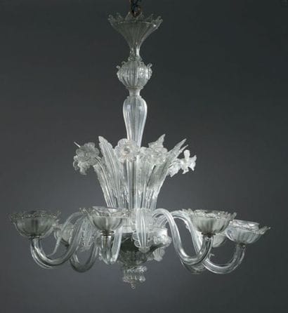 MURANO
Lustre en verre transparent à huit...
