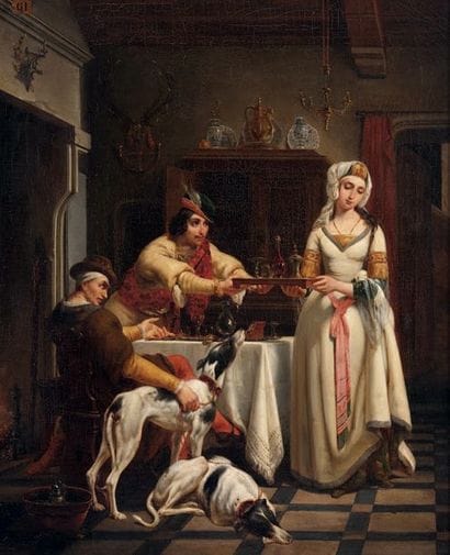 ECOLE ANGLAISE DU XIXe SIÈCLE
Scène d'intérieur...