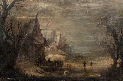 Attribué à Gijsbrecht LEYTENS (1586-1656)
Patineurs...