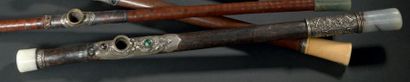 CHINE - XIXe siècle
Pipe à opium en bambou,...