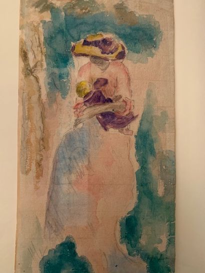 H22. Henri LEBASQUE (1865-1937)
MÈRE ET ENFANT.
Aquarelle...