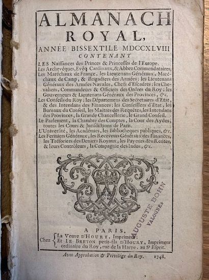 V25 ALMANACH ROYAL Année commune 1716 présenté...