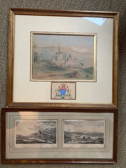 P19 Vue de Château de Coraboeuf. Pastel signé...