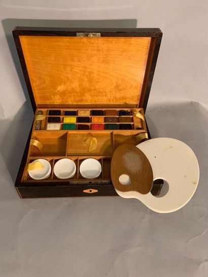 J12 Coffret de peintre en palissandre marqueté...