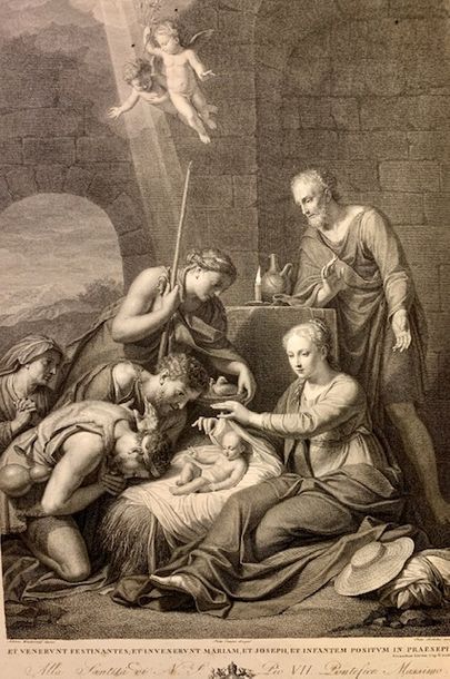G13 Lot de six gravures à sujets religieux:...
