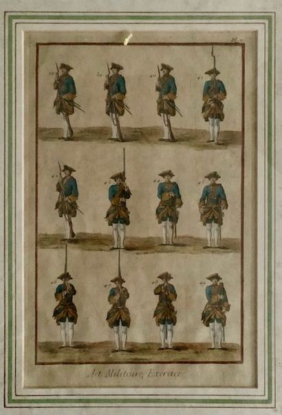 G20 Suite de six gravures rehaussées de couleur,...