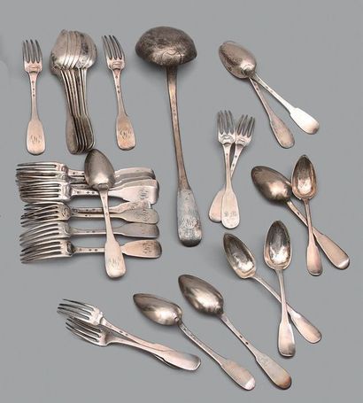 Ensemble de couverts en argent (950), modèle...