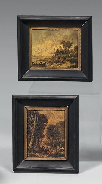 Paire de procédés sur cuivre à sujet de paysages...