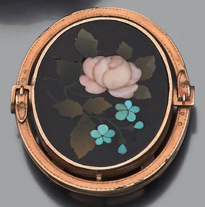 Boucle de ceinture en marqueterie de pierre...