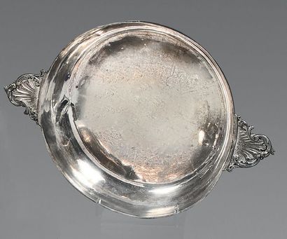 Ecuelle ronde en argent (950), les oreilles...