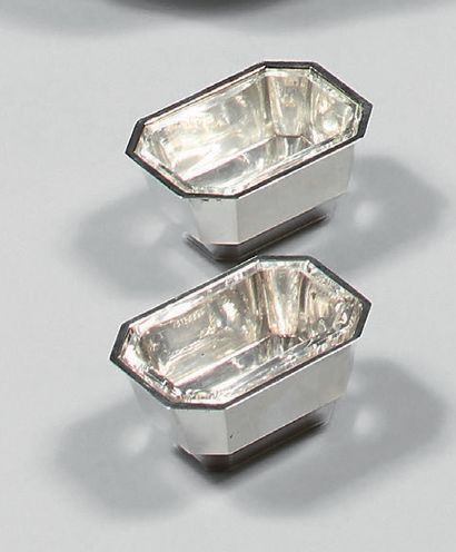 Paire de salerons octogonaux en argent (950),...