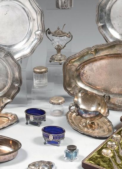 Ensemble en cristal et argent (950), comprenant:...