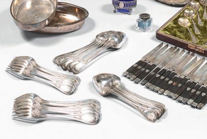 Suite de douze couverts en argent (950),...