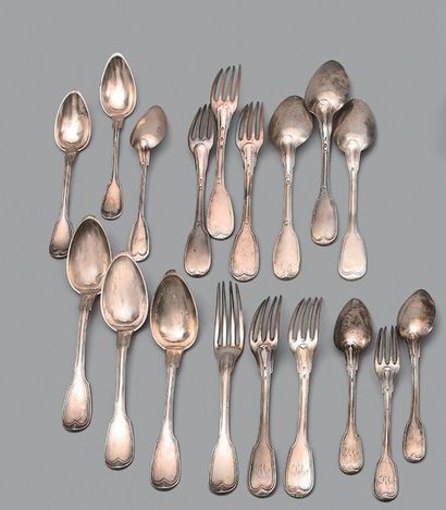 Ensemble de couverts en argent (950), modèle...