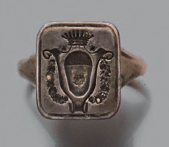 Bague de genre chevalière en or jaune 18K...