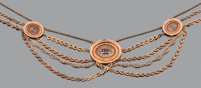 Collier d'esclavage en or jaune 18K (750),...