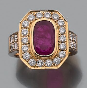 Bague en alliage d'or 14K (585), ornée d'un...