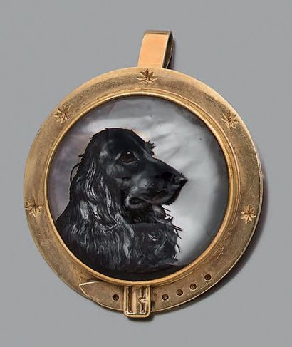 Broche pendentif ronde en alliage d'or jaune...