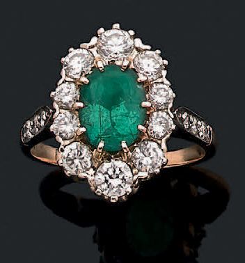 Bague en or jaune 18K (750), ornée d'une...
