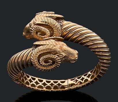 Bracelet rigide ouvrant en or jaune 18K (750),...