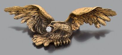 Broche pendentif en or jaune 18K (750), stylisée...