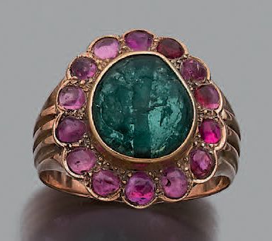 Bague en alliage d'or jaune 14K (585), ornée...