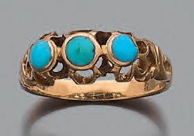 Bague en or jaune 18K (750), ornée de trois...