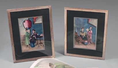 CHINE, Canton - XIXème siècle
Deux gouaches...