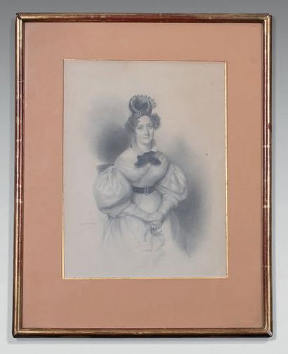 H. de ROCHES
PORTRAIT DE JEUNE FEMME AU CHIGNON...