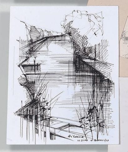 Camille HILAIRE (1916-2004)
LA SEINE A BONNIERES.
Pen...