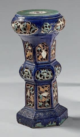 Baluster-shaped column in glazed ceramic...