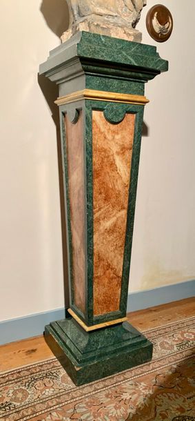 Column in sheath, in plaster painted with...