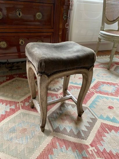 Small stool in grey lacquered moulded wood,...