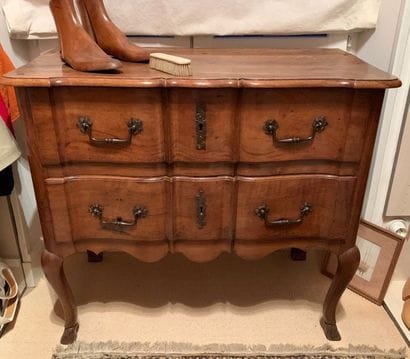 Small moulded fruitwood chest of drawers...
