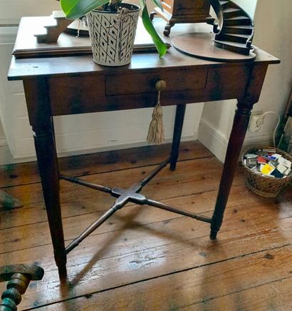 Small moulded fruitwood writing table. The...