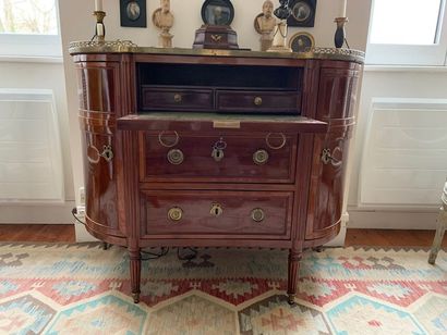 Half moon chest of drawers with flat front...