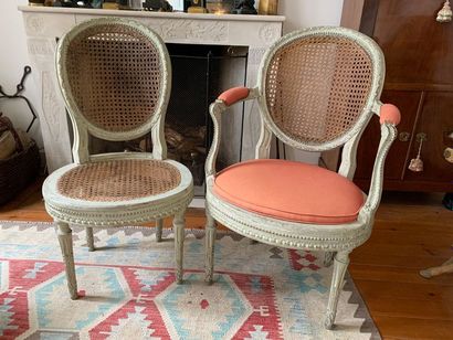 Pair of armchairs and a pair of chairs in...
