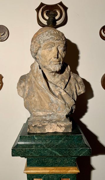Terracotta bust representing a bearded man...