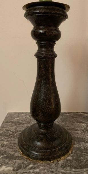 Pair of torches with baluster shaft in serpentine.
Height:...