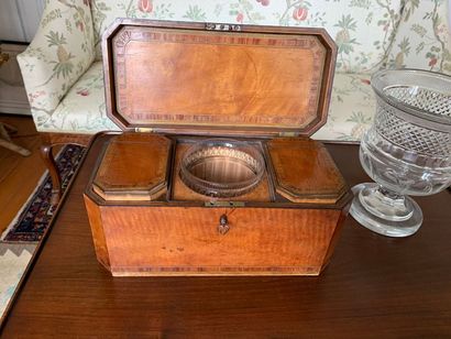 Rectangular tea box with cut sides, made...