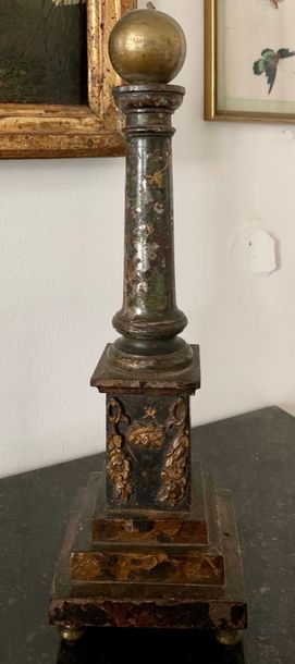 Steel column painted in imitation of marble,...