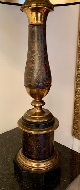Old Carcel lamp in brass and sheet metal...